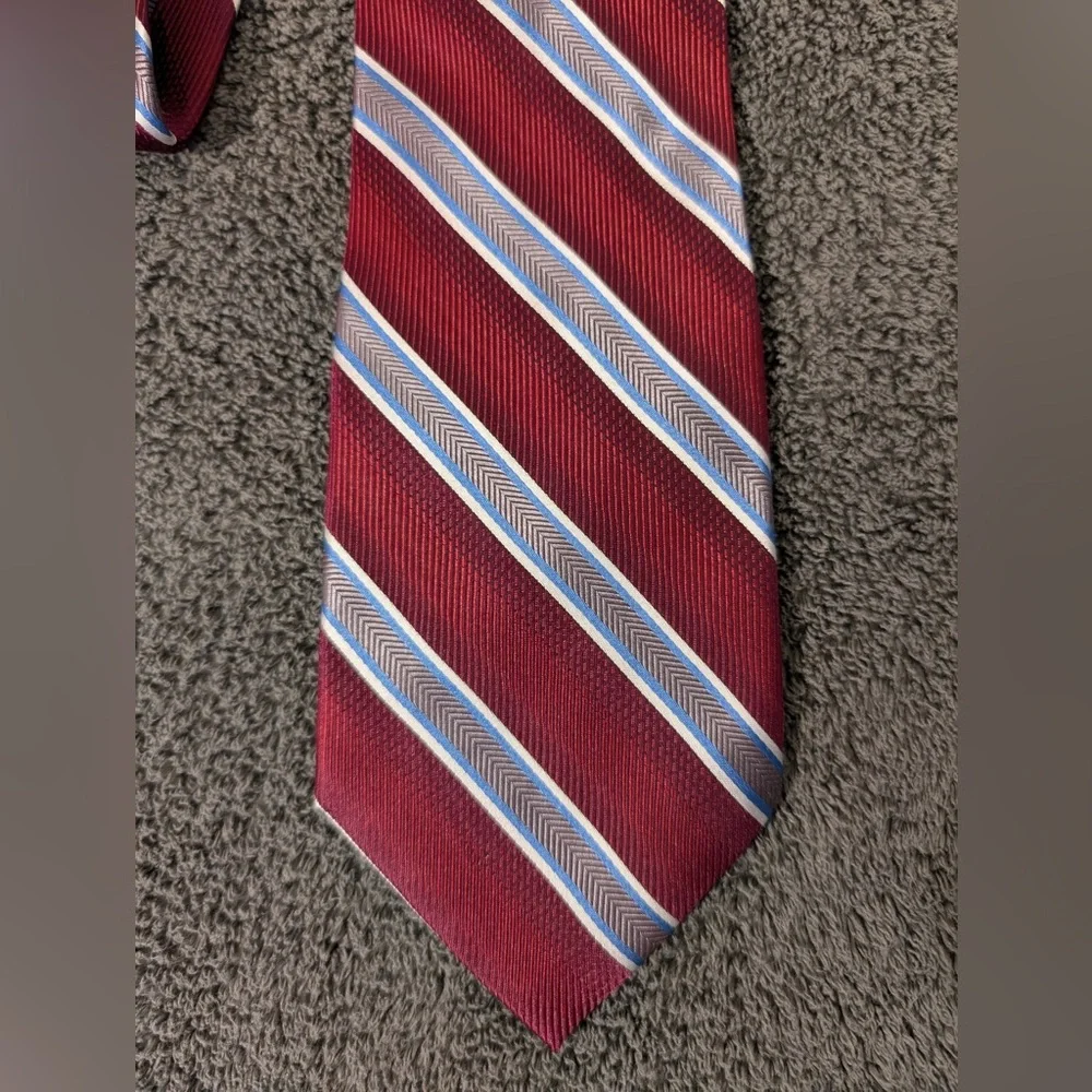 Platinum Designs Red and White Striped Tie‎